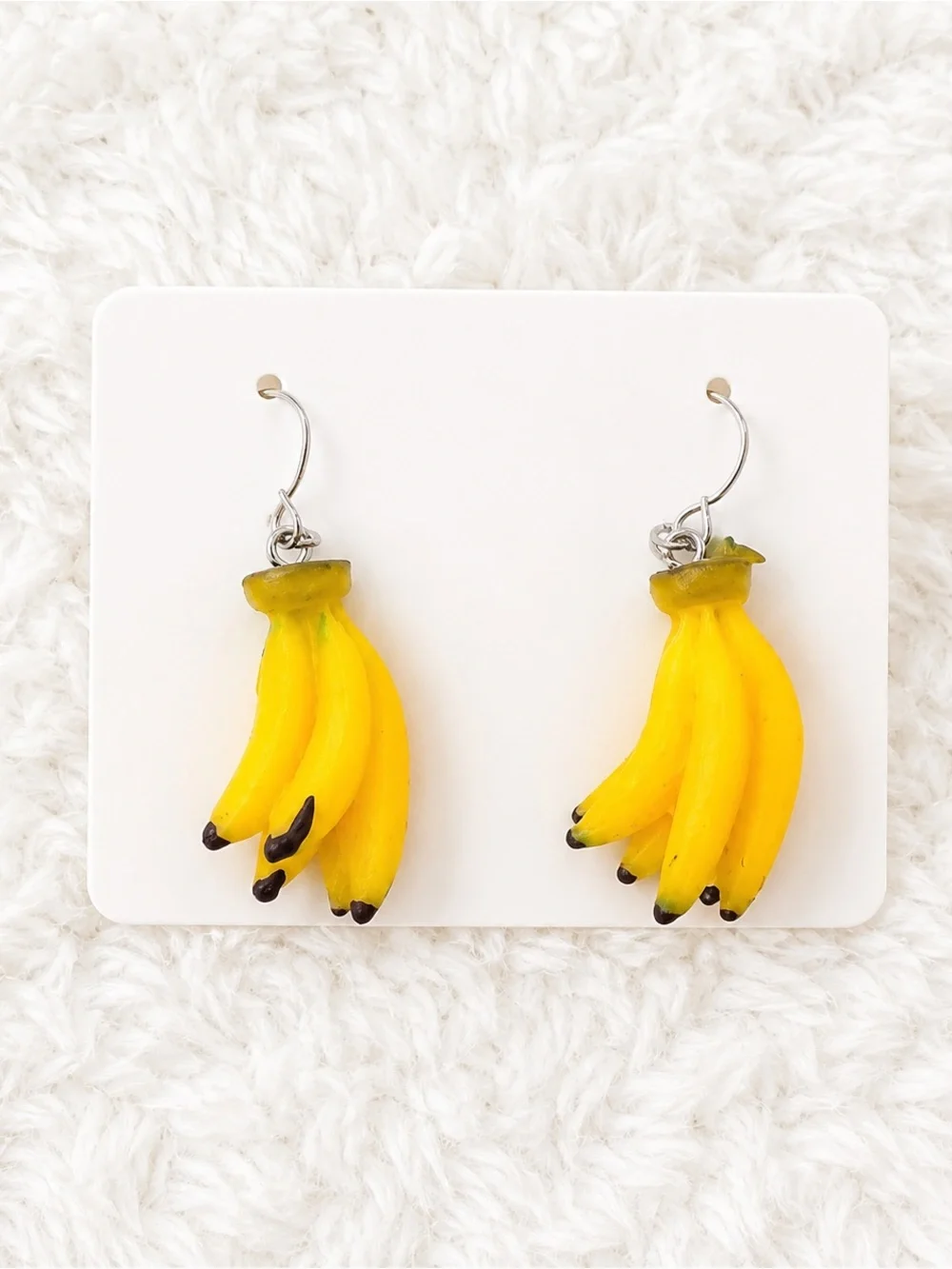 Mini Banana Bunch Dangle Earrings Kawaii Novelty Fruit